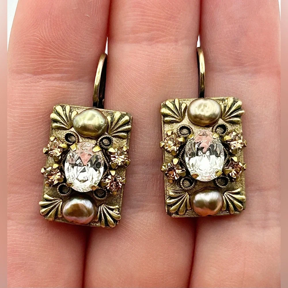 Michal Golan Gold Tone Pearl Earrings - Picture 11 of 13